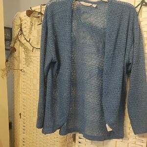 Denim&Co Textured Knit Blue Cardigan